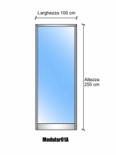 Modulo Parete Divisoria in Vetro Trasparente Alluminio - H2550xL1000 mm - ITALFROM®