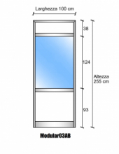 Modulo Parete Divisoria in Vetro Trasparente Alluminio e Bachelite 2 Traverse - H2550xL1000 mm - ITALFROM®