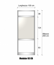 Modulo Parete Divisoria in Alluminio Vetro Opale e Bachelite 2 Traverse - H2550xL1000 mm - ITALFROM®