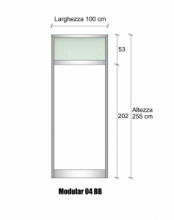 Modulo Parete Divisoria in Alluminio e Vetro Satinato e Bachelite 1 Traversa Alta - H2550xL1000 mm - ITALFROM®