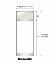 Modulo Parete Divisoria in Alluminio Vetro Opale e Bachelite 1 Traversa Alta - H2550xL1000 mm - ITALFROM®