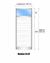 Modulo Parete Divisoria in Vetro Trasparente Alluminio e Perline 1 Traversa Alta - H2550xL1000 mm - ITALFROM®