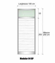 Modulo Parete Divisoria in Alluminio e Vetro Satinato e Perline 1 Traversa Alta - H2550xL1000 mm - ITALFROM®