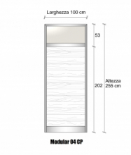 Modulo Parete Divisoria in Alluminio Vetro Opale e Perline 1 Traversa Alta - H2550xL1000 mm - ITALFROM®