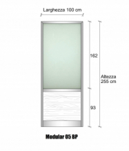 Modulo Parete Divisoria in Alluminio e Vetro Satinato e Perline 1 Traversa Bassa - H2550xL1000 mm - ITALFROM®