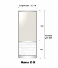 Modulo Parete Divisoria in Alluminio Vetro Opale e Perline 1 Traversa Bassa - H2550xL1000 mm - ITALFROM®