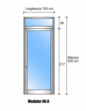 Modulo Parete Divisoria in Vetro Trasparente e Alluminio con Porta - H2550xL1000 mm - ITALFROM®