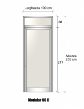 Modulo Parete Divisoria in Alluminio Vetro Opale con Porta - H2550xL1000 mm - ITALFROM®