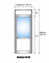 Modulo Parete Divisoria in Vetro Trasparente Alluminio e Bachelite con Porta - H2550xL1000 mm - ITALFROM®