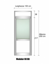 Modulo Parete Divisoria in Alluminio e Vetro Satinato Bachelite con Porta - H2550xL1000 mm - ITALFROM®