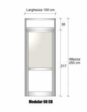 Modulo Parete Divisoria in Alluminio Vetro Opale e Bachelite con Porta - H2550xL1000 mm - ITALFROM®