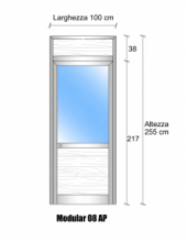 Modulo Parete Divisoria in Vetro Trasparente Alluminio e Perline con Porta - H2550xL1000 mm - ITALFROM®