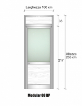 Modulo Parete Divisoria in Alluminio e Vetro Satinato Perline con Porta - H2550xL1000 mm - ITALFROM®