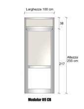 Modulo Parete Divisoria in Alluminio Vetro Luce Opale e Bachelite con Porta - H2550xL1000 mm - ITALFROM®