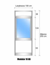 Modulo Parete Divisoria in Vetro Trasparente Alluminio e Bachelite con Finestra - H2550xL1000 mm - ITALFROM®