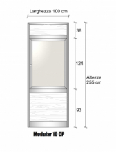 Modulo Parete Divisoria in Alluminio Vetro Opale e Perline con Finestra - H2550xL1000 mm - ITALFROM®