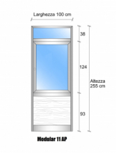 Modulo Parete Divisoria in Vetro Trasparente Luce Alluminio e Perline con Finestra - H2550xL1000 mm - ITALFROM®