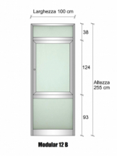 Modulo Parete Divisoria in Alluminio e Vetro Satinato con Finestra - H2550xL1000 mm - ITALFROM®