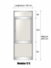 Modulo Parete Divisoria in Alluminio Vetro Opale con Finestra - H2550xL1000 mm - ITALFROM®