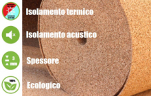 Rotolo in Sughero Naturale per Isolamento Termico/Acustico-20mx1mx3 mm
