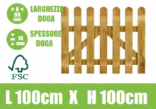 Cancelletto in Legno con Doghe di Pino per Steccato - Dimensioni: L 100cm x H 100cm