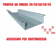 Profilo ad Omega 20/20/50/20/20 - Profilo Metallico per Cartongesso - Lunghezza Barra 300 cm