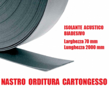 Nastro Isolante Acustico Biadesivo per Orditura Cartongesso in Polietilene Espanso - Larghezza 70 mm - Rotolo da 20 m