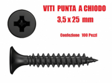 Viti Punta a Chiodo - Accessori per Cartongesso - (Ø 3,5 X 25mm) - CONF. 100 PZ