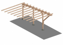 Modulo Continuativo per Carport a Sbalzo in Legno - mt 5 X 3 - con Supporti a Tassellare