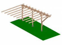 Modulo Continuativo per Carport a Sbalzo in Legno - mt 5 X 3 - con Supporti ad Interrare