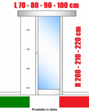 Porta Interna Scorrevole Esterno Muro in Alluminio e Vetro Trasparente - Varie Misure - ITALFROM®