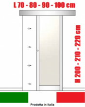 Porta Interna Scorrevole Esterno Muro in Alluminio e Vetro Opale - Varie Misure - ITALFROM®