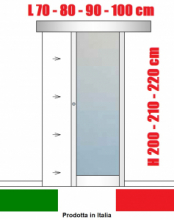 Porta Interna Scorrevole Esterno Muro in Alluminio e Vetro Satinato - Varie Misure - ITALFROM®