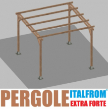 Pergola da Giardino in Legno di Pino Impregnato extra forte  - mt 3 X 3 x 2,5h - con Supporti a Tassellare