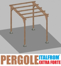 Pergola da Giardino in Legno di Pino Impregnato extra forte - mt 3 X 2 x 2,5h - con Supporti a Tassellare