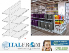 z MODULO CONTINUATIVO Scaffale gondola L 133, H 166 , Prof.50+50 CM, base + 3 ripiani