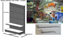 z MODULO CONTINUATIVO Scaffale murale per blister  L 101, H 200 , Prof. 40 CM, base + 1 ripiano 20 ganci