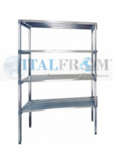 MODULO INIZIALE - Scaffalatura in acciaio INOX , H 200 cm , L 100 cm , PROF. 50 cm , con 4 ripiani