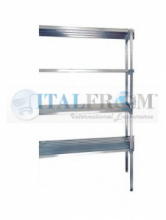 z MODULO CONTINUATIVO - Scaffalatura in acciaio INOX , H 200 cm , L 100 cm , PROF. 50 cm , con 4 ripiani