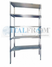 MODULO INIZIALE - Scaffalatura in acciaio INOX , H 250 cm , L 100 cm , PROF. 50 cm , con 5 ripiani