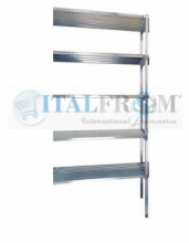 z MODULO CONTINUATIVO - Scaffalatura in acciaio INOX , H 250 cm , L 100 cm , PROF. 50 cm , con 5 ripiani